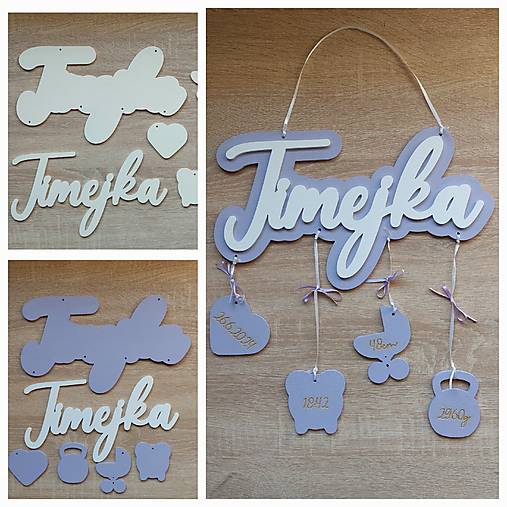 Darček pre novorodenca drevené meno na mieru