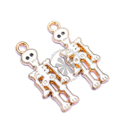Komponenty - (7776) Halloween prívesok - kostlivec, 10 x 26 mm - 1 ks - 16753095_