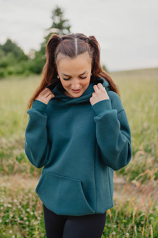 Oblečenie na dojčenie - Hoodie mikina na dojčenie – smaragdová - 16753319_