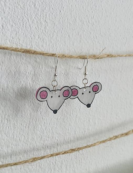 Náušnice - Visiace náušnice ,, myš,, - 16755259_