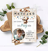 Papiernictvo - Pozvánka na 1. narodeniny s mackom s balónmi a fotkou - 16755257_