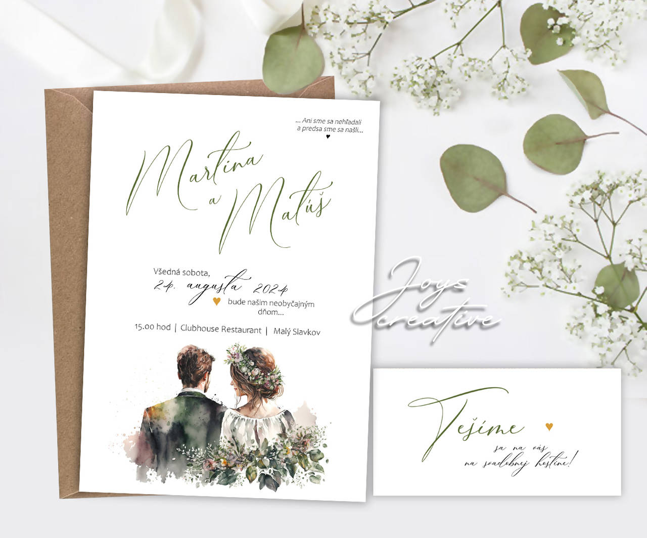 Jednoduché svadobné oznámenie s párom 2 (Vzor 3)
