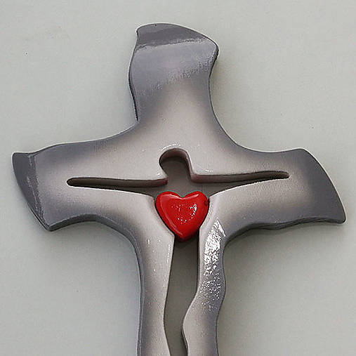 AKCIA - Svadobný krížik A22 - menší 21x14cm sivý