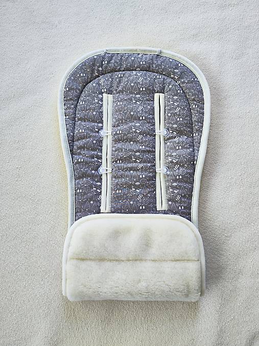 Detský textil - Podložka do kočíka CYBEX Balios S Lux proti poteniu 100 % merino top super wash Natural Zvieratká šedé - 16759638_