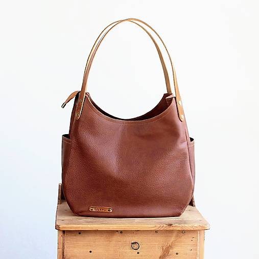 Veľké tašky - Kožená "HOBO" kabelka *Cognac* - 16760482_
