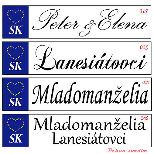 Svadobná ŠPZ - text podľa želania