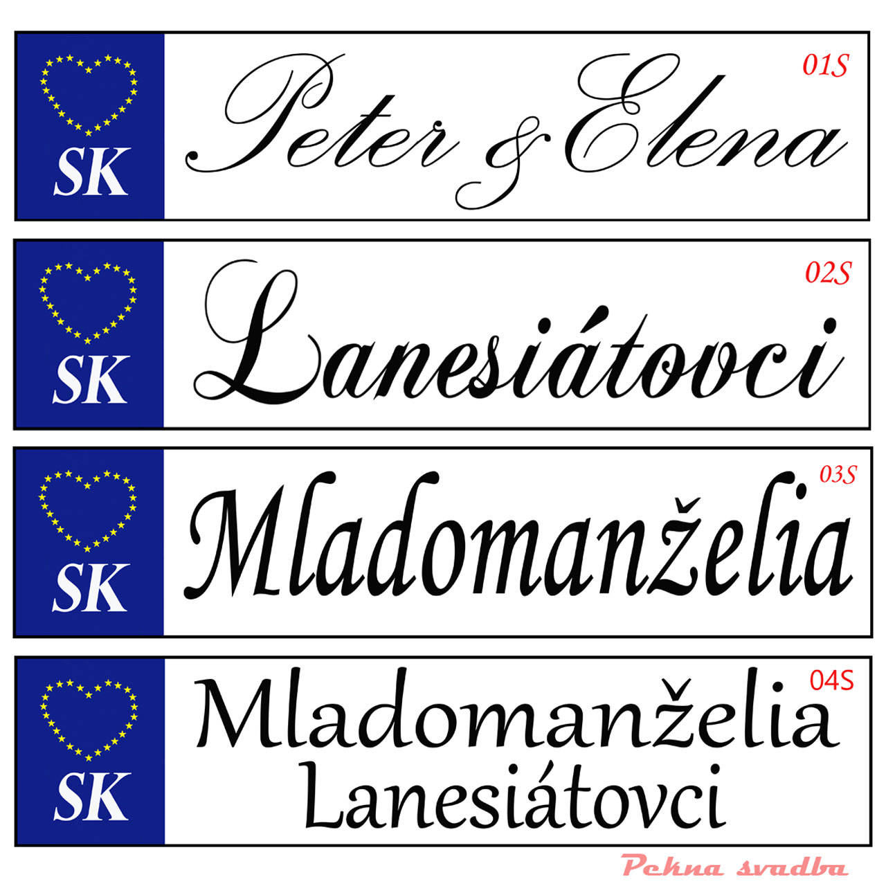 Svadobná ŠPZ - text podľa želania