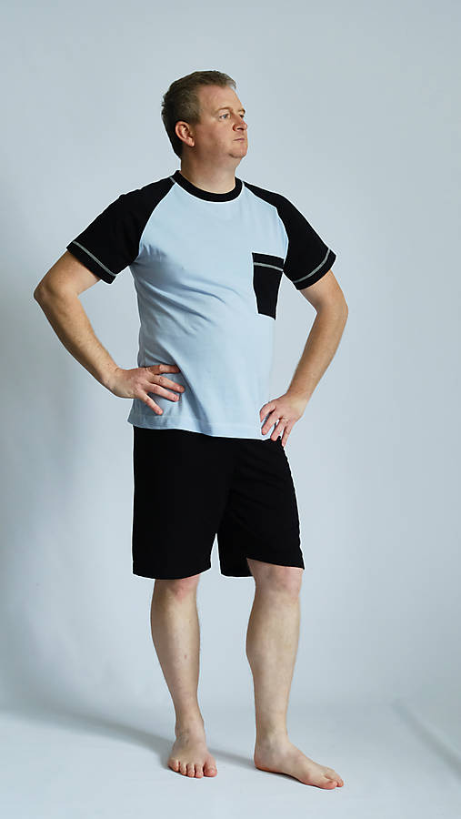 Pánske oblečenie - Pyžamo biobavlna s krátkym rukávom - 16759757_