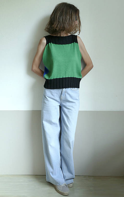 Topy, tričká, tielka - modro-zelené tričko,bambus -bavlna - 16762525_