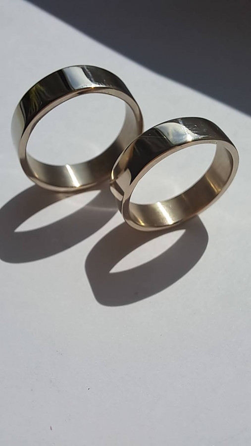 Prstene - Zlaté svadobné obrúčky široké - 16763872_