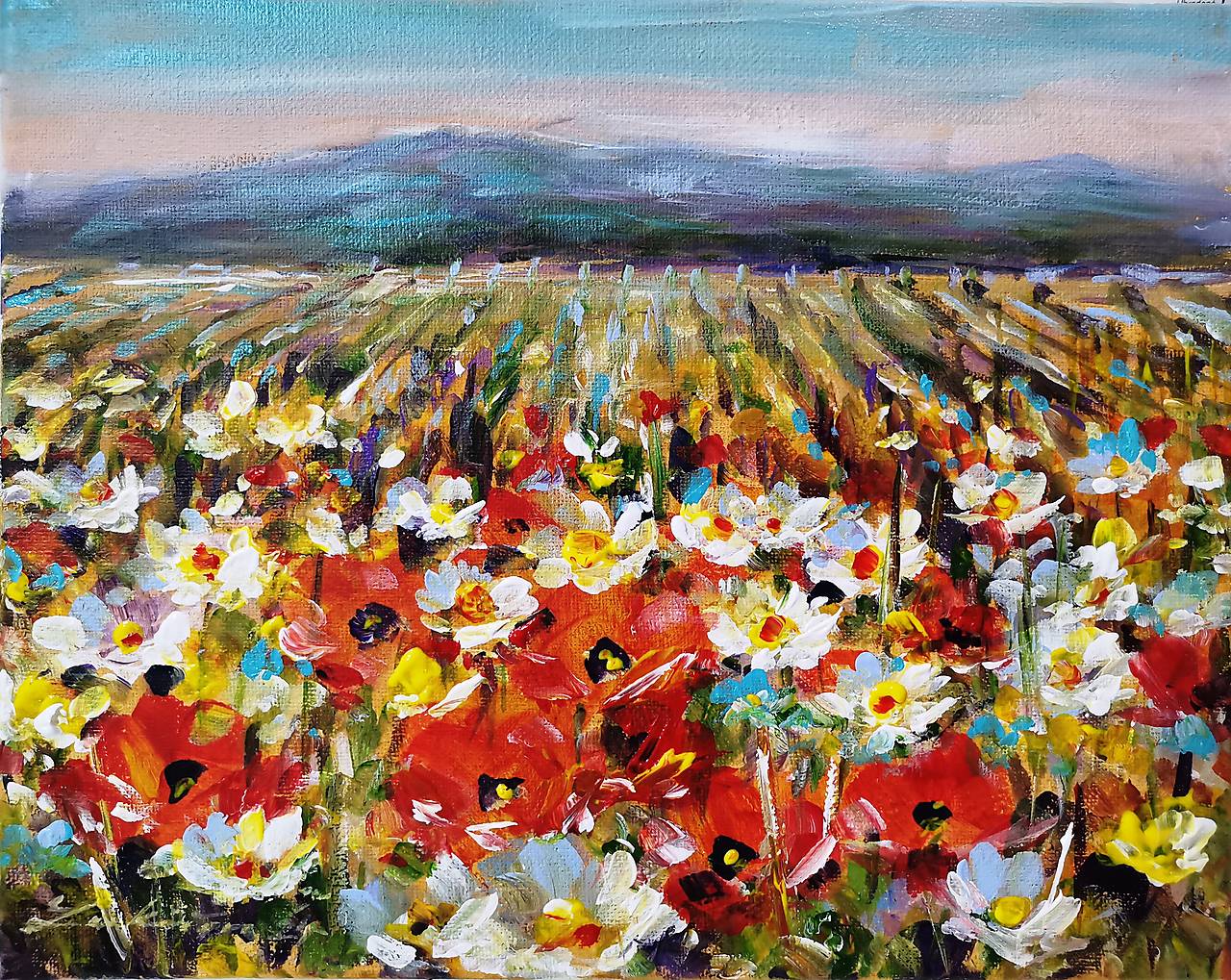 Krajina s viničom a lúkou