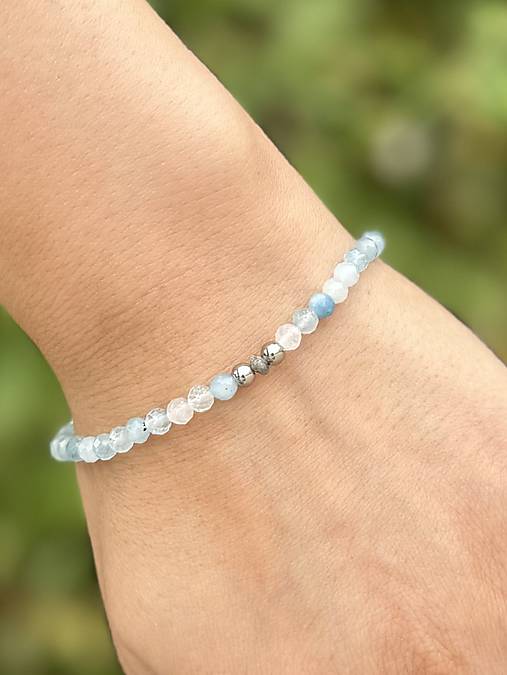 Náramok Čistého srdca a odvahy - Diamant a Akvamarín