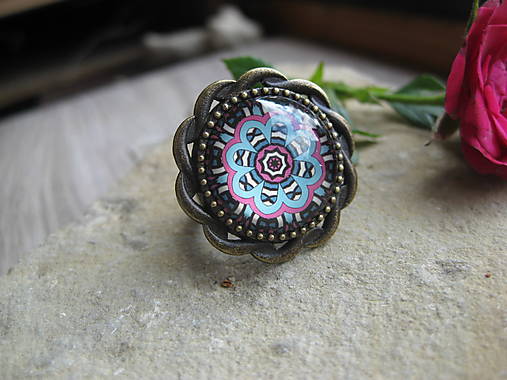 Prstene - Veľký prsteň (mandala 2- bronz, č. 4067) - 16765840_