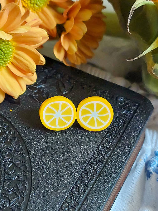 Náušnice - Napichovacie náušnice LEMON SLICE - 16767421_