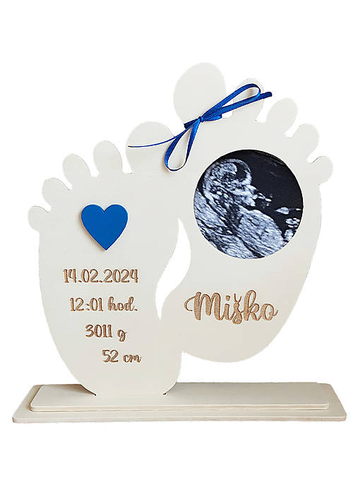 Dekorácie - Stojan BABY nožičky s menom na sono a fotku 23x23cm - 16770160_