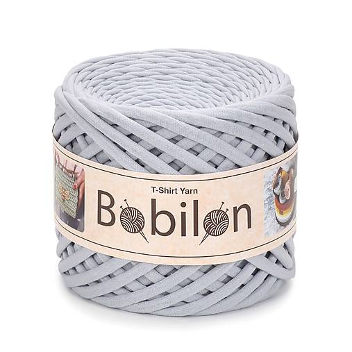 Galantéria - Bavlnená priadza - tričkovina Bobilon Medium 7-9 mm (Silver) - 16771290_