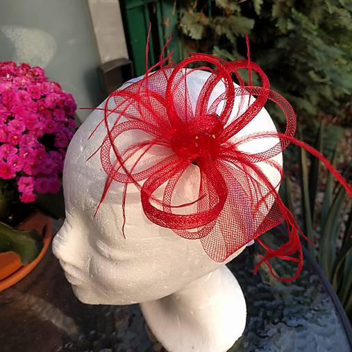 Ozdoby do vlasov - Royal Red Fascinator - 16772343_