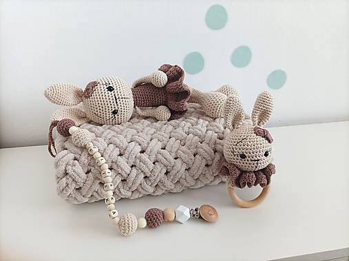 Hračky - Set pre bábätko Zajka (Béžová (+klip na cumlík)) - 16773225_