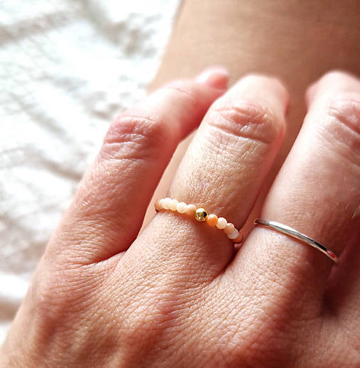 Prstene - Prsteň*ružový aventurín*brúsený*Ag - 16774069_