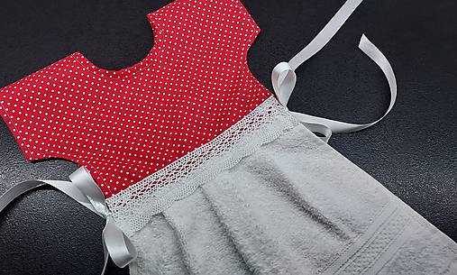 Úžitkový textil - Dekoračný uterák na rúru,,biela bodka na červenej" - 16776803_
