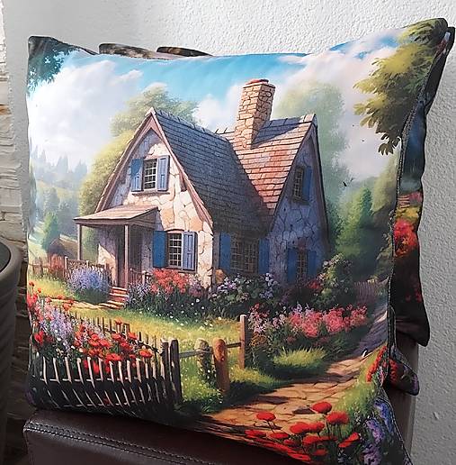 Úžitkový textil - Obliečka na vankúš,,domček v lese" (C) - 16777255_