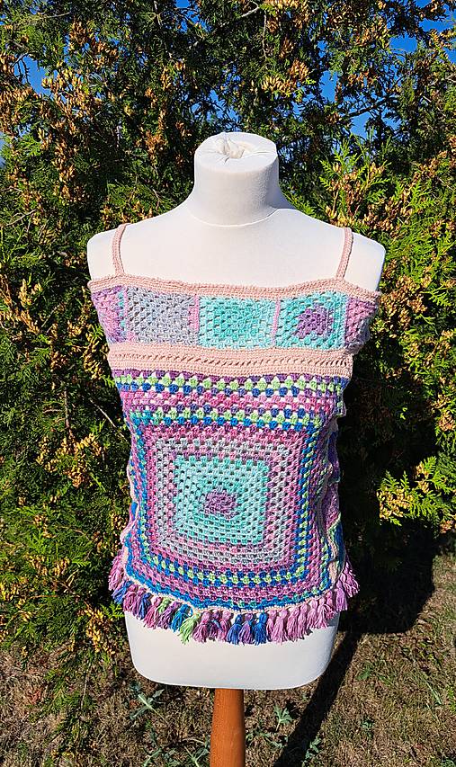 Topy, tričká, tielka - Top háčkovaný "boho" - 16776954_