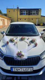 Dekorácie - Výzdoba na svadobné auto (Ružová s bielou) - 16780646_