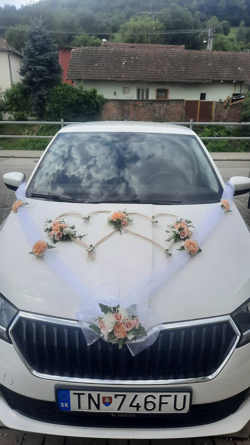 Dekorácie - Výzdoba na svadobné auto (Marhuľová) - 16780651_