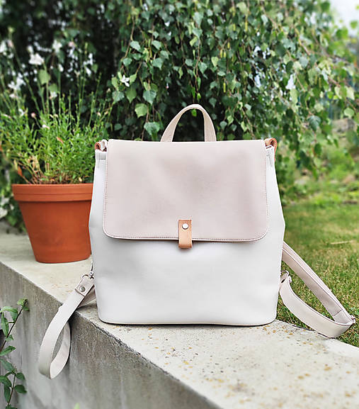 Batohy - Vanessa backpack bílá s pudrovou - 16780125_