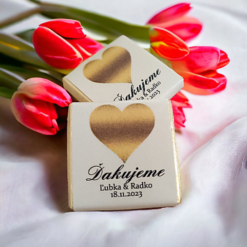 Darčeky pre svadobčanov - Svadobná čokoládka 25 (mliečna) - 16781044_