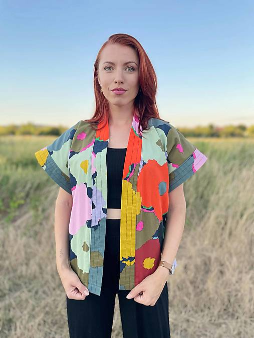 Kimoná - Kimono KVETY (XS/S) - 16780012_