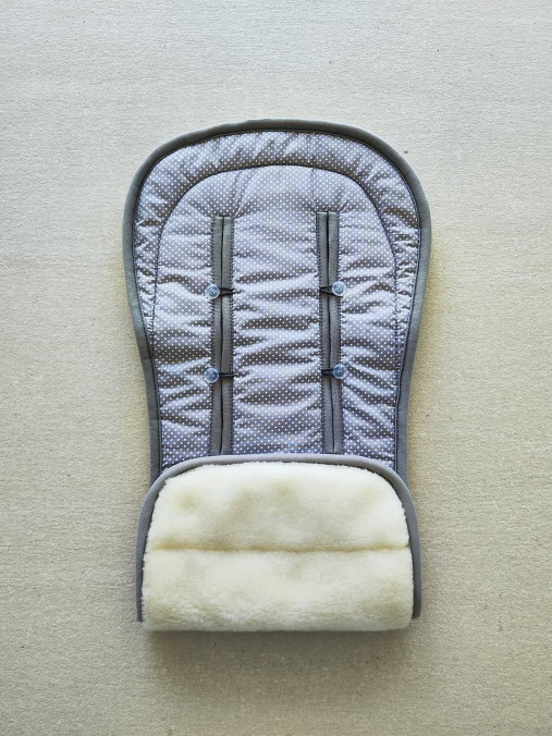 Detský textil - Podložka do kočíka CYBEX Talos S Lux proti poteniu 100 % merino top super wash Natural Bodka šedá - 16782385_