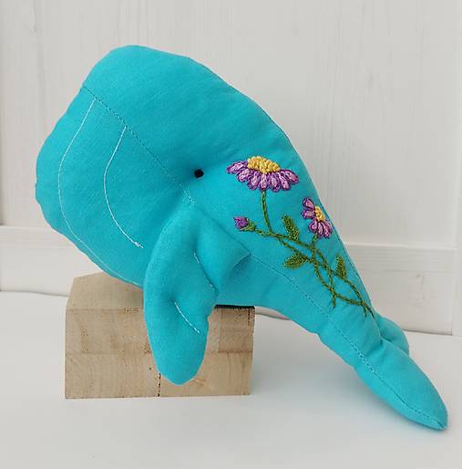 Hračky - Ľanová veľryba (modrá) - 16783156_