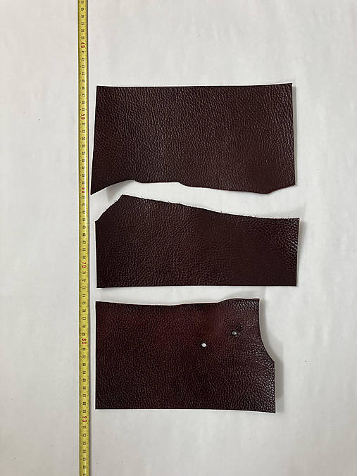 Suroviny - Koža tmavohnedá lesklá so štruktúrou 2–2,5 mm (Sada 3 ks - B33) - 16782938_
