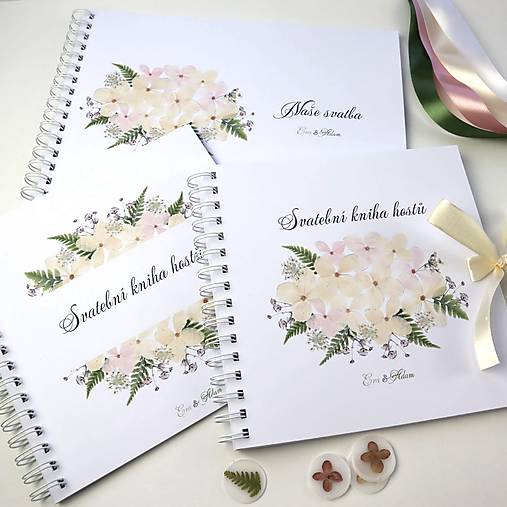 Papiernictvo - Hortenzia béžová - kniha hostí a album - 16783399_