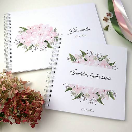 Papiernictvo - Hortenzia púdrová - kniha hostí a album - 16783415_