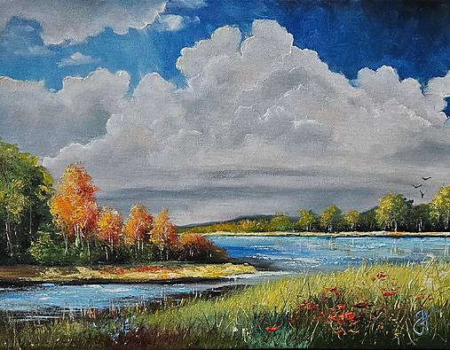 Obrazy - Obraz "Zátoka." -olejomaľba, 40x30 cm, plátno - 16781498_