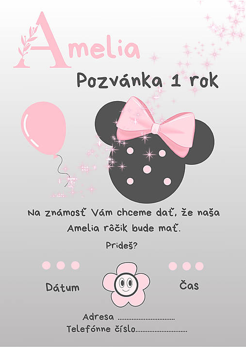 Pozvánka Vami upraviteľná / Digitálny produkt