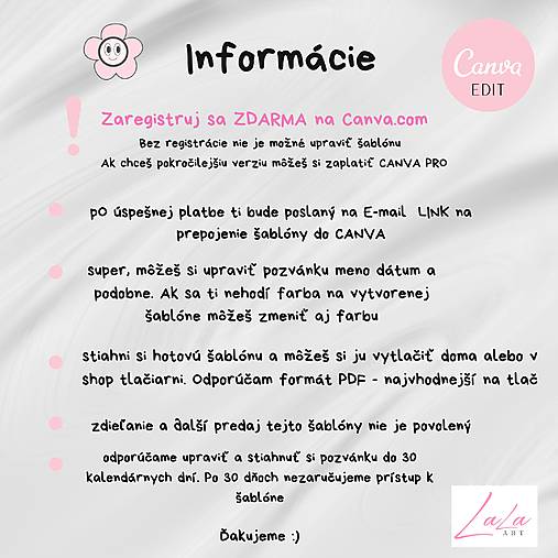 Pozvánka Vami upraviteľná / Digitálny produkt