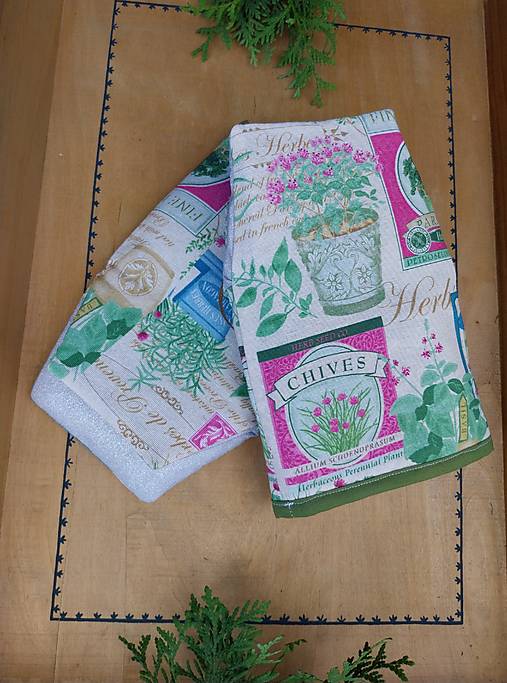 Úžitkový textil - Kuchynské rukavice "HERBS" s magnetom (chňapky) - 16786115_