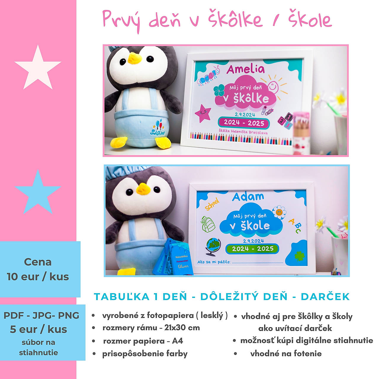 Tabuľka prvý deň v škôlke škole vhodné na fotografiu