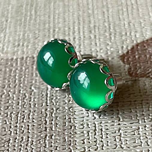 Green Onyx Stud Earrings / Napichovacie náušnice s onyxom E007