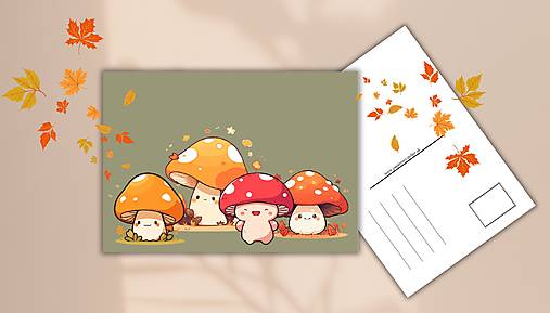 Papiernictvo - Pohľadnica " veselé hríbiky "  - 16788182_