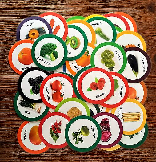 Hračky - KARTIČKY OVOCIE A ZELENINA V KRUHOCH - 16789214_