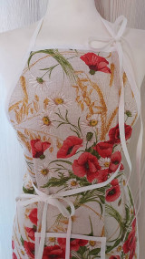 Iné oblečenie - Dámska zástera maky a obilie na režnej - 16790520_