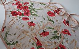 Iné oblečenie - Dámska zástera maky a obilie na režnej - 16790525_