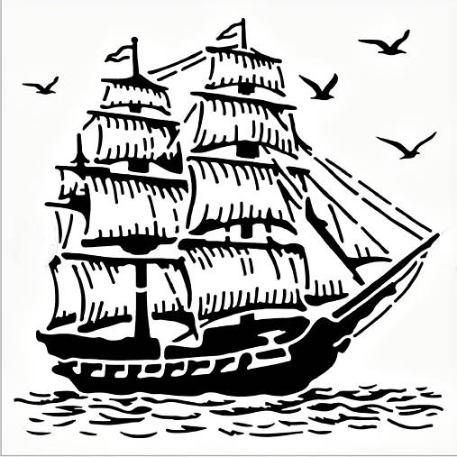 Nástroje - Šablóna 30x30 cm - plachetnica - 16792597_