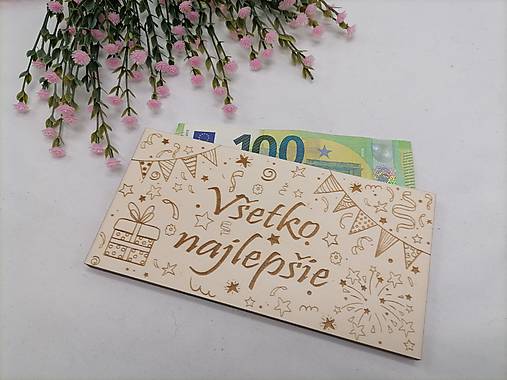 Papiernictvo - Drevená obálka na peniaze k narodeninam - 16791066_