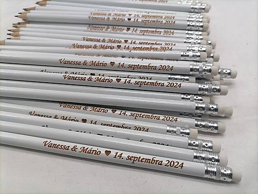 Dekorácie - Biela svadobná ceruzka s vaším textom - 16791003_