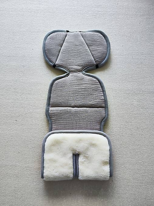 Detský textil - VLNIENKA Vložka do autosedačky 9/18/25kg 100% Merino Top Super wash Natural 100% Mušelin Beige - 16793293_